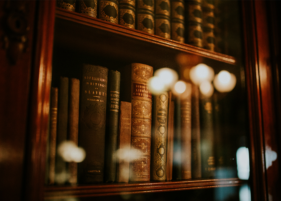 Legal texts on a shelf in the firm's offices